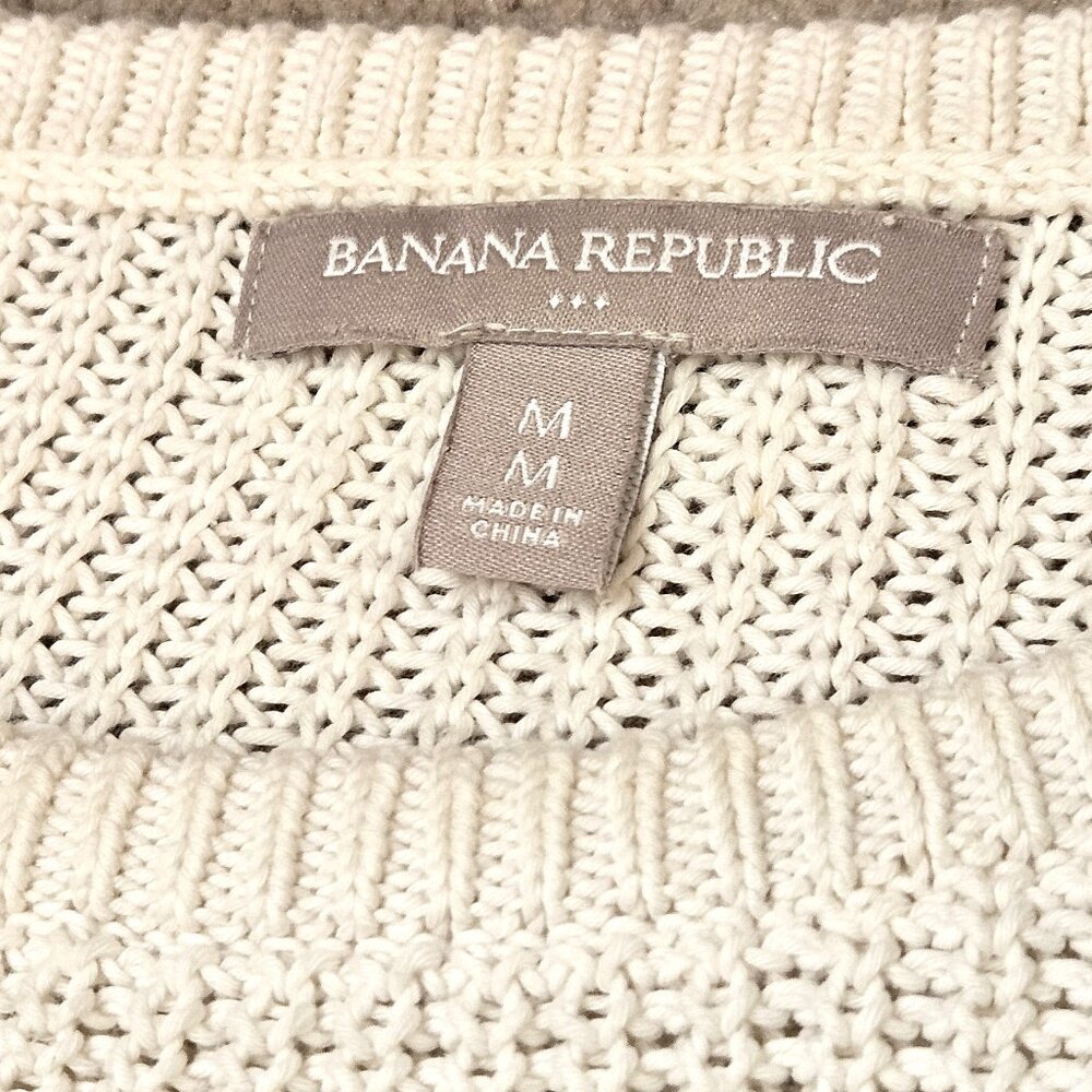 BANANA REPUBLIC - 100% cotton cream chunky pullover knitted sweater - Picture 13 of 13